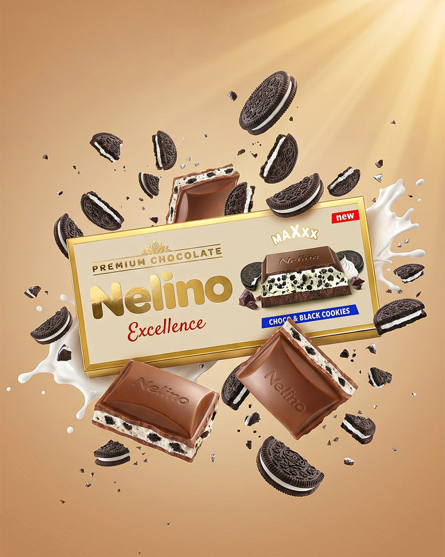 Piena šokolāde ar cepumu gabaliņiem Nelino, 250 g