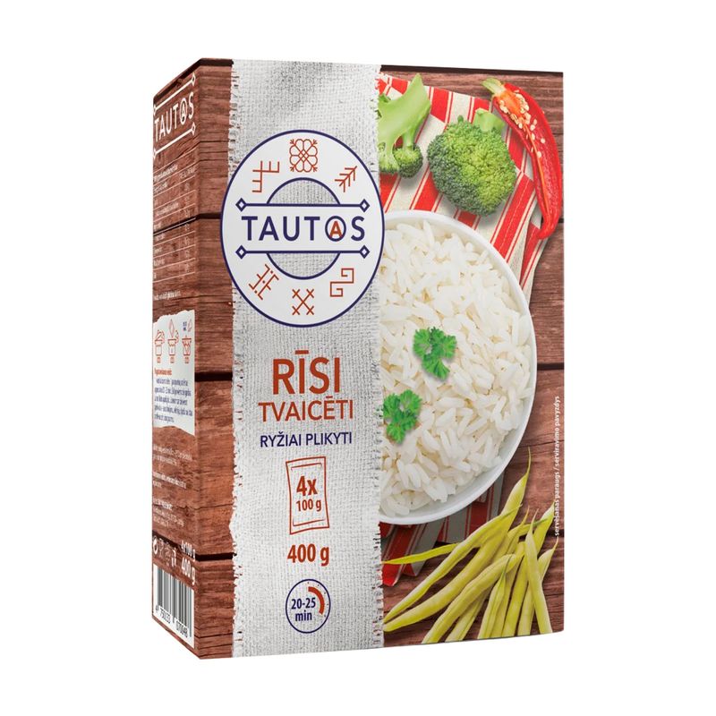 Tvaicēti rīsi TAUTAS, 4x100 g