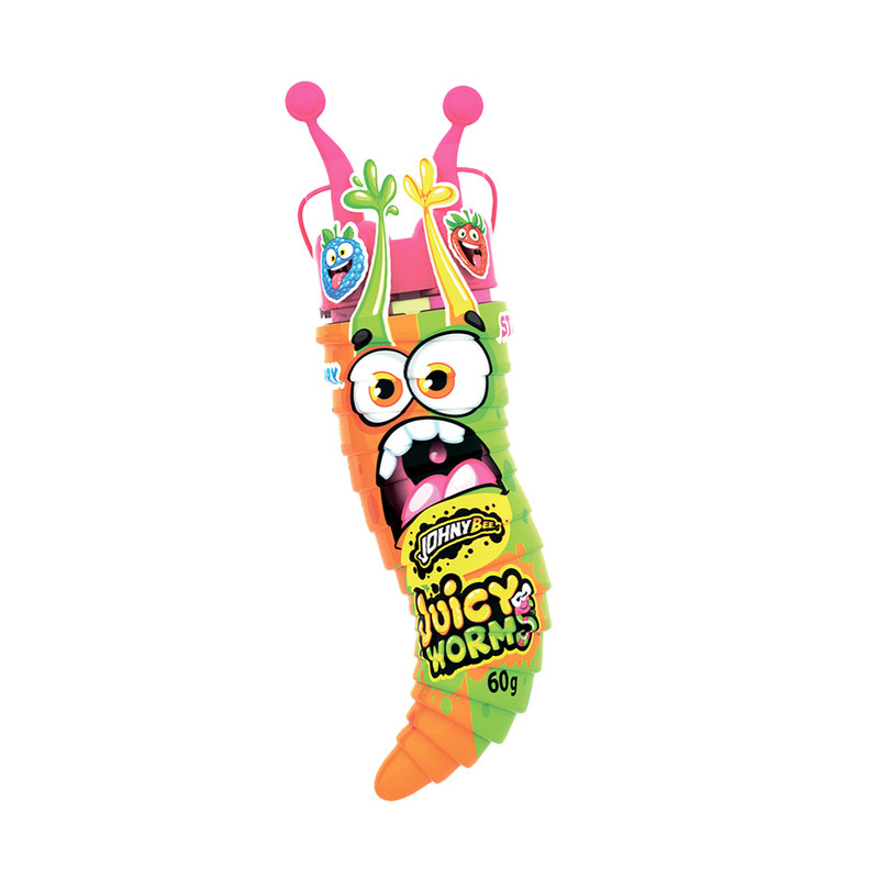 Šķidrā konfekte JOHNY BEE JUICY WORMS, 58 g