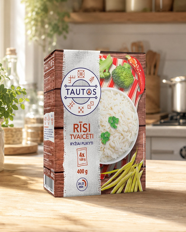 Tvaicēti rīsi TAUTAS, 4x100 g