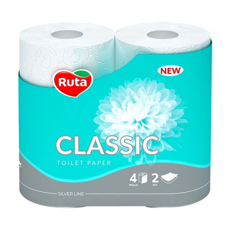 Tualetes papīrs "Ruta" Classic 4 ruļļi, 2-slāņu, balts
