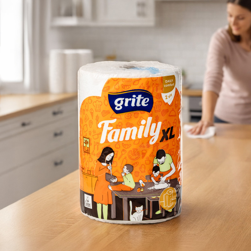 Papīra dvielis Grite Family, 250 loksnes, 2 slāņi