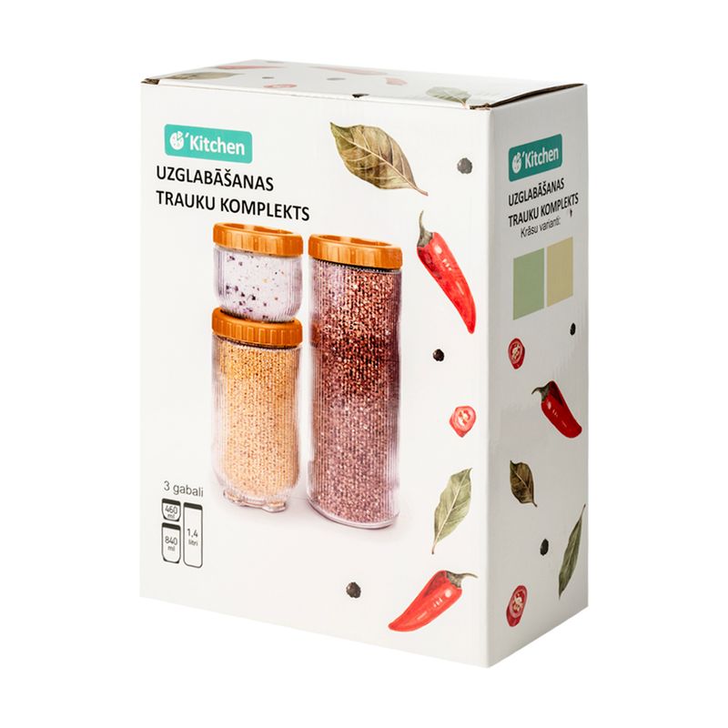 Uzglabāšanas trauku komplekts, 3 gab