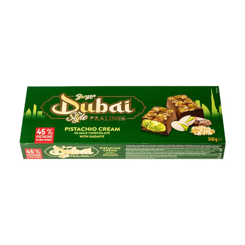 Konfektes, Dubai Style Pralines, ar pistāciju krēma pildījumu piena šokolādē, 240 g