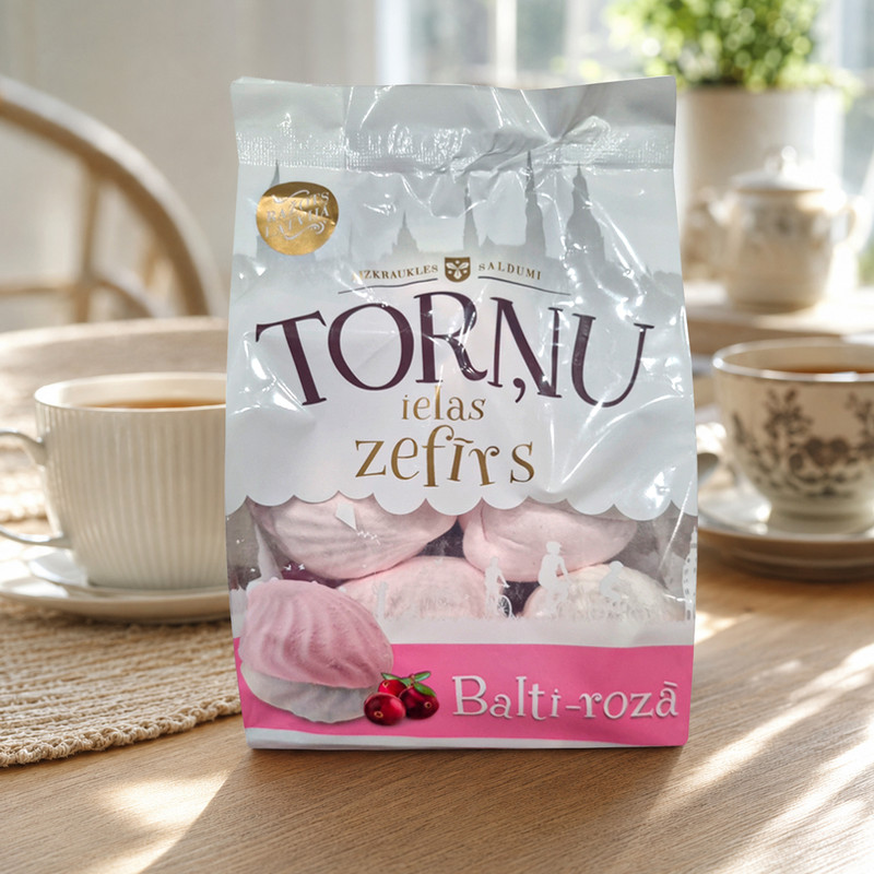 Zefīrs balti-rozā Torņu ielas, 250 g