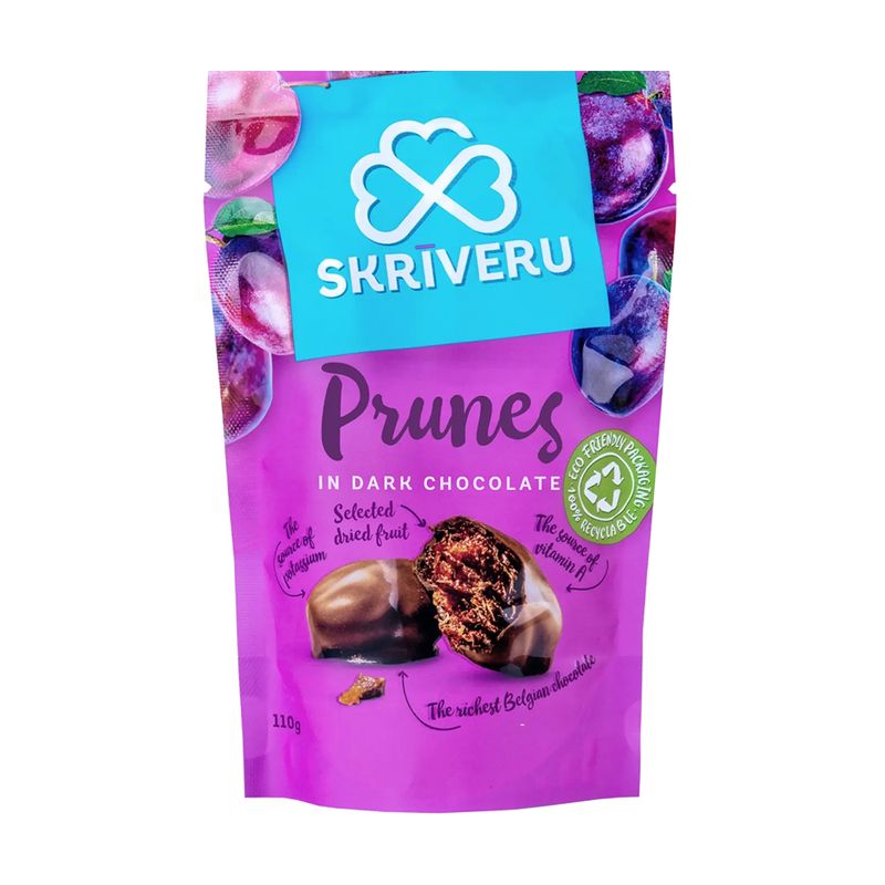Plūmes/Aprikozes tumšajā šokolādē Skrīveru, 110 g