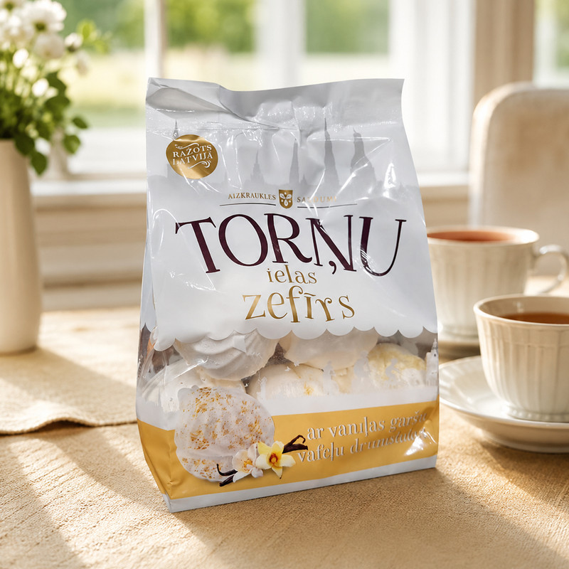 Zefīrs ar vaniļas garšu vafeļu drumstalās Torņu ielas, 250 g