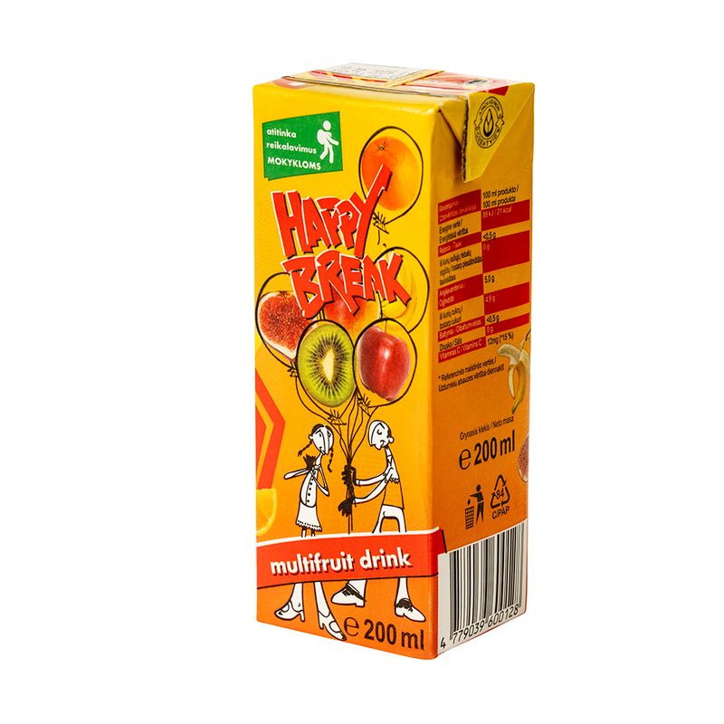 Multivitamīnu dzēriens Happy Break, 200 ml