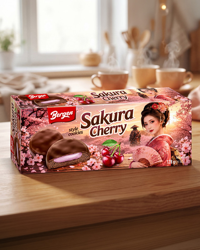 Cepumi ar ķiršu garšas krēmu Sakura, 128 g