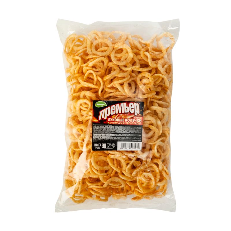 Uzkoda sīpolu gredzeni Premjer ar piparu garšu, 150 g