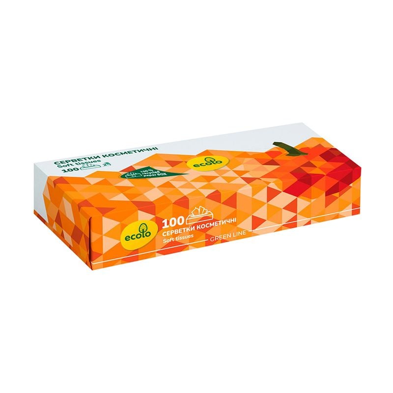 Kosmētiskās salvetes Ecolo, 100 gab., 2 slāņi