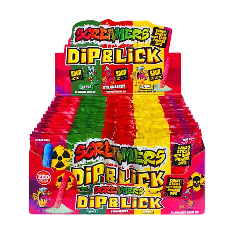 Konfektes ar skābu pulveri Screamers Dip&Lick, 40 g