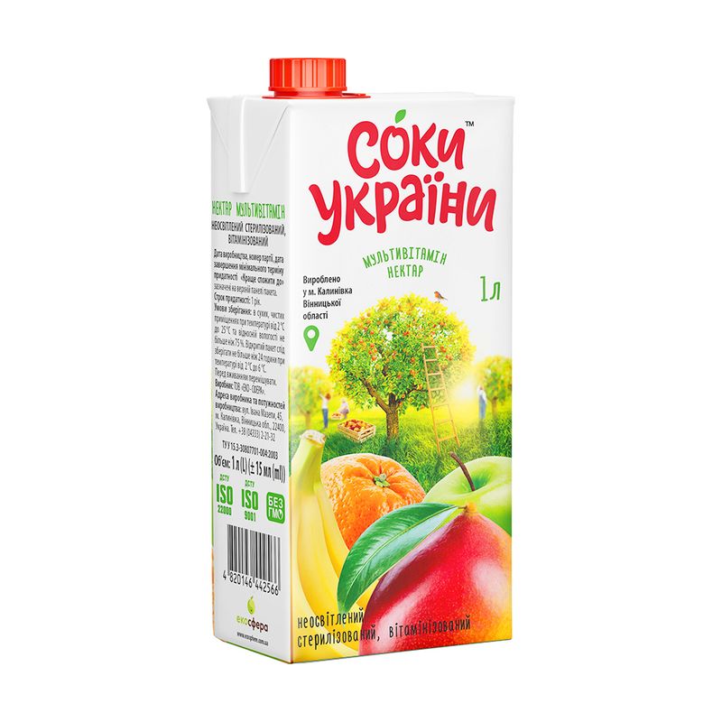 Multivitamīnu nektārs Soki Ukraini, 1 l