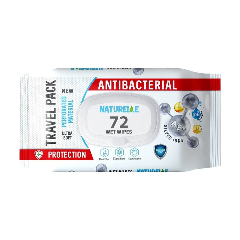 Antibakteriālās mitrās salvetes Naturelle, 72 gab.