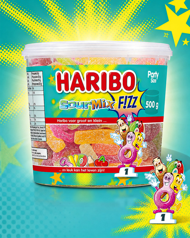 Želejas konfektes Haribo Fizz Sour Mix, 500 g