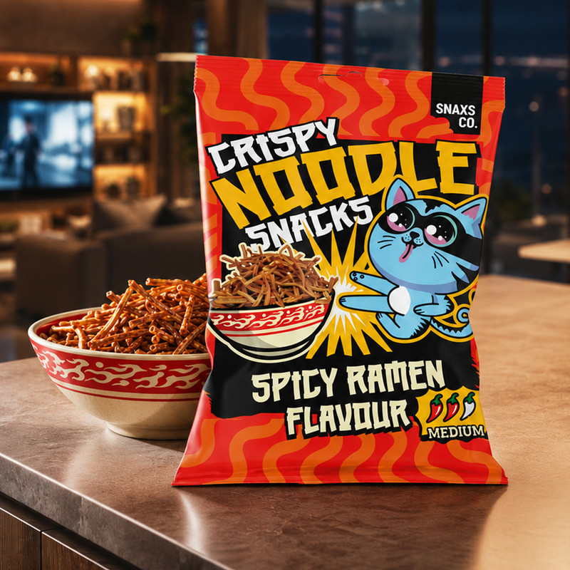 Kraukšķīga nūdeļu uzkoda ar Ramen garšu, 60 g, dažādi veidi