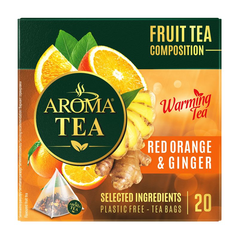 Tēja, AROMA, ar ingvera un sarkano apelsīnu garšu, 40 g