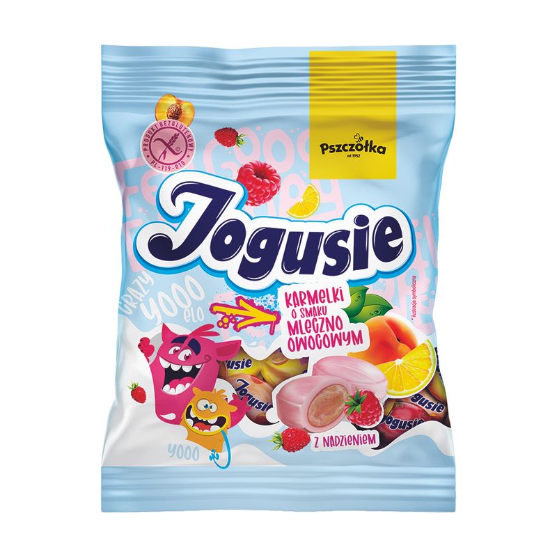 Karameles ar pildījumu Pszczolka, dažādas garšas, 100 g