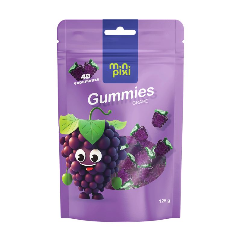 Želejkonfektes MiniPixi vīnogu/zemeņu, 125 g