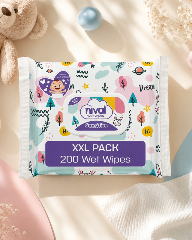 Bērnu mitrās salvetes Nival XXL, 200 gab.