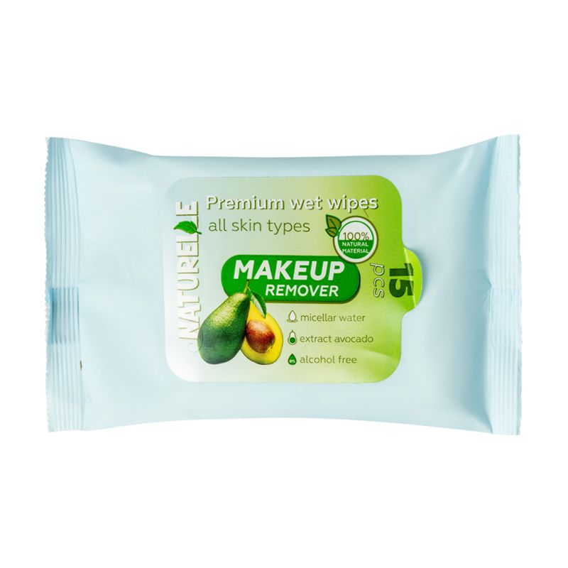 Mitrās salvetes NATURELLE kosmētikas noņemšanai, 15 gab.