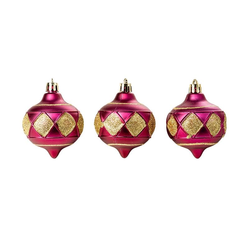 Ziemassvētku bumbas, 3 gab., 17x6x6 cm