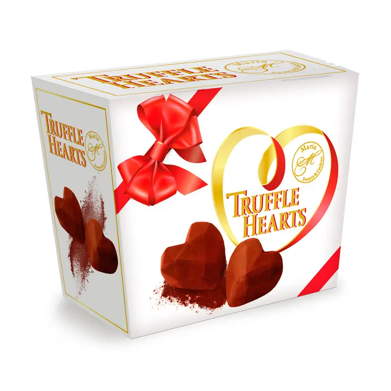 Šokolādes konfektes Truffle hearts, 120 g