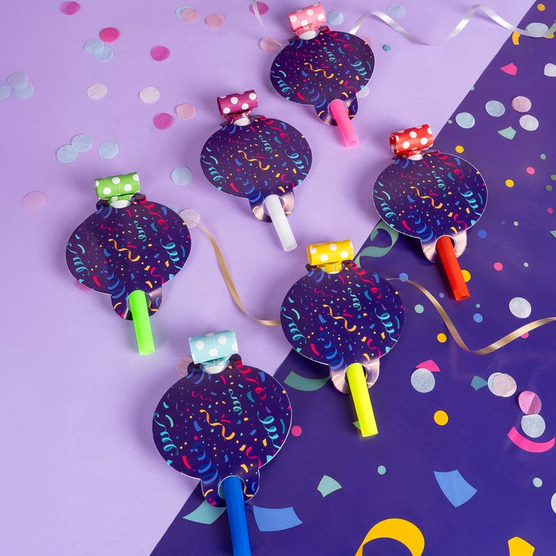 Ballīšu svilpe - mēle, Party, 6 gab., dažādi veidi