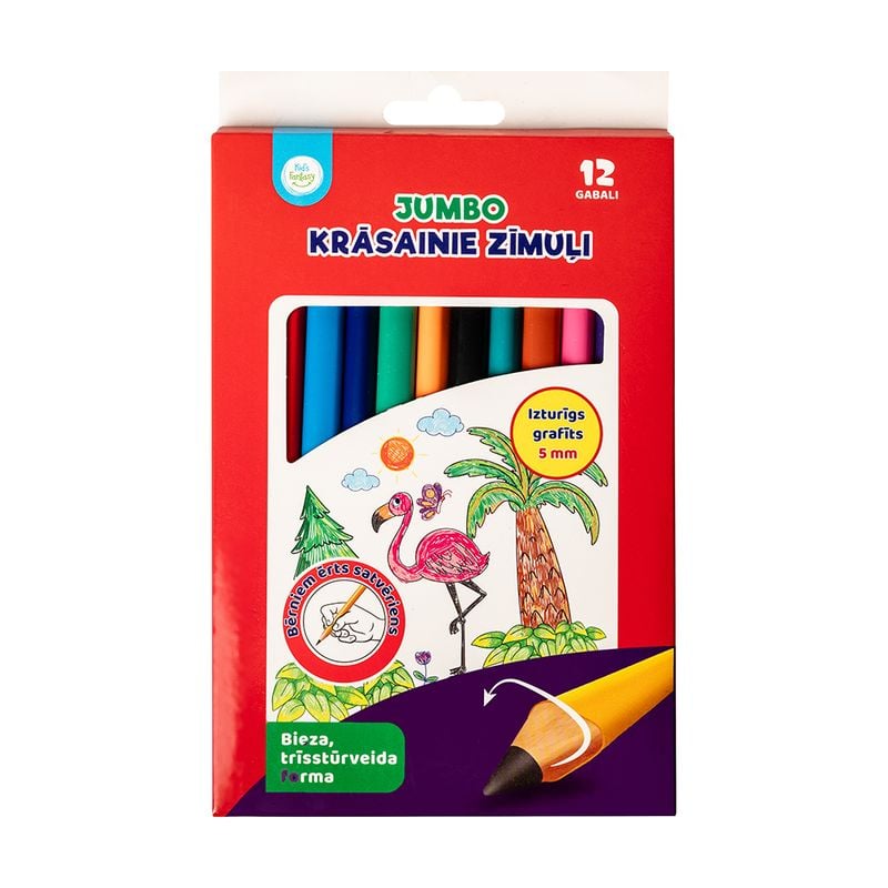 Krāsainie zīmuļi Jumbo, 12 gab.
