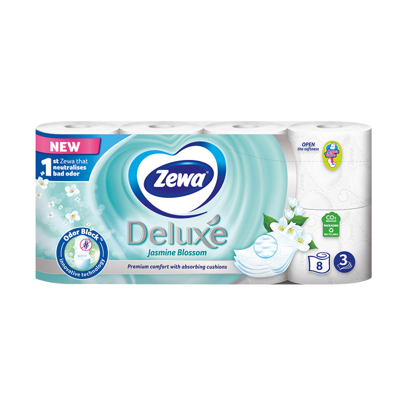 Tualetes papīrs ZEWA DELUX, 8 ruļļi, 3 slāņi