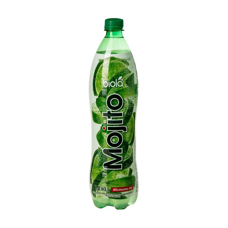 Bezalkoholisks, sulu saturošs gāzēts dzēriens Mojito Strawberry, 1 l