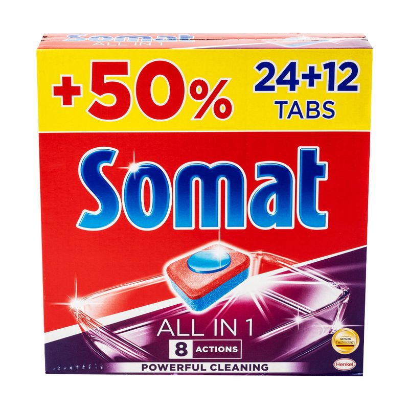 Trauku mazgājamās mašīnas tabletes Somat, All in one, 36 gab.