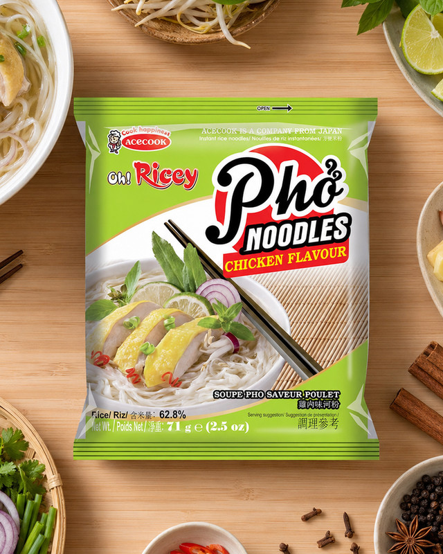 Rīsu nūdeļu zupa OH! RICEY. PHO, dažādas garšas, 70/71 g