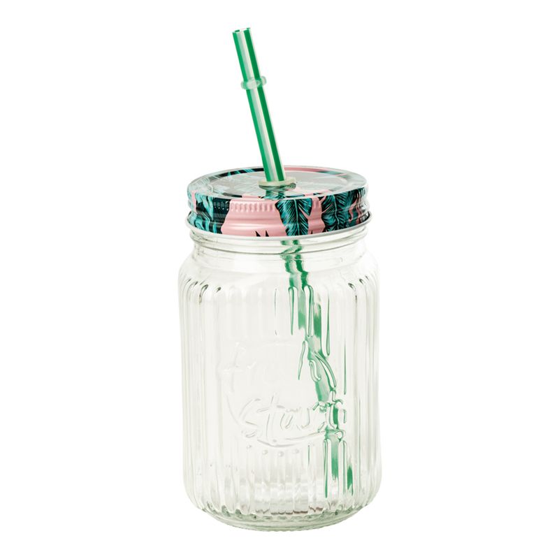 Glāze ar vāku un salmiņu, 520 ml