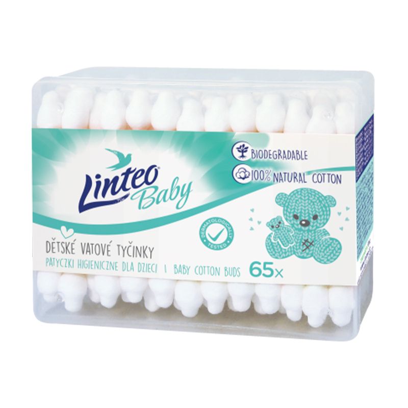 Bērnu vates kociņi Linteo Baby, 65 gab.