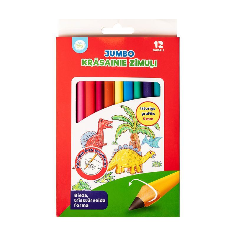 Krāsainie zīmuļi Jumbo, 12 gab.