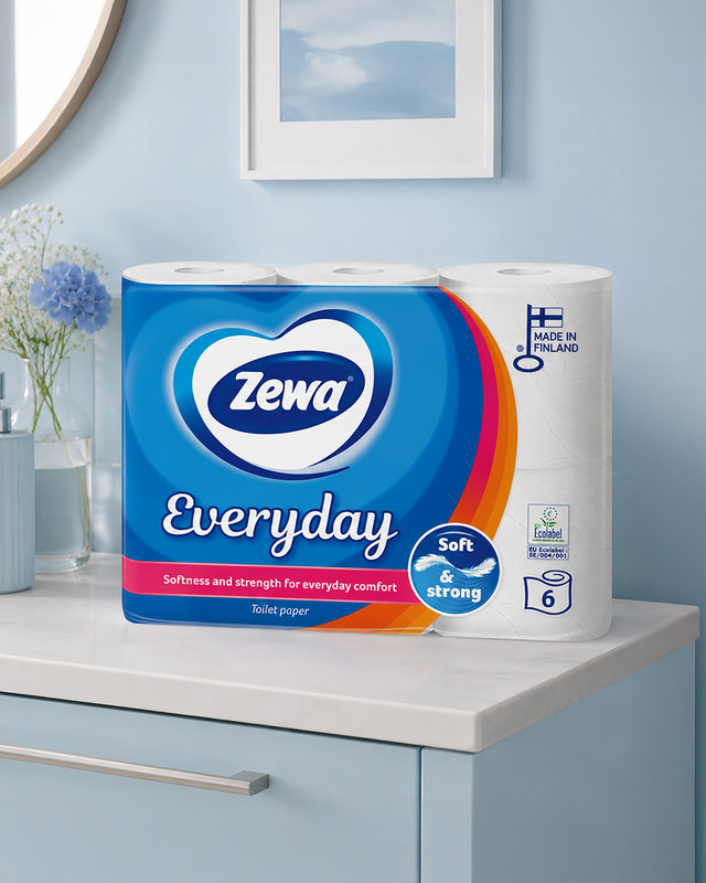 Tualetes papīrs ZEWA EVERYDAY, 6 ruļļi, 3 slāņi