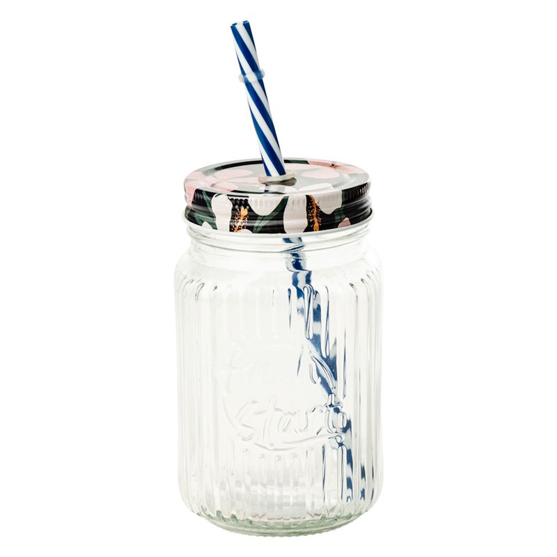 Glāze ar vāku un salmiņu, 520 ml