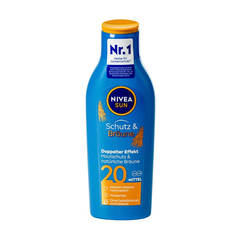 Sauļošanās losjons ar melanīna ekstraktu Nivea Sun, SPF20, 200 ml