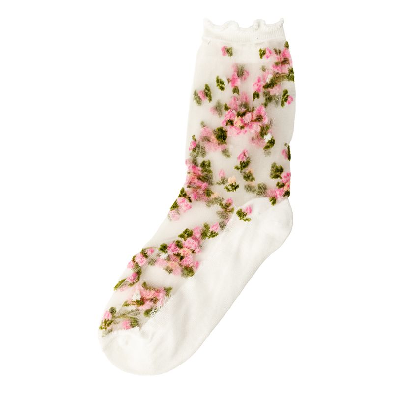 Zeķes, ziedi caurspīdīgas