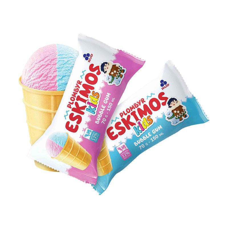 Plombīra saldējums ar košļājamās gumijas garšu vafeļu glāzē, 150 ml