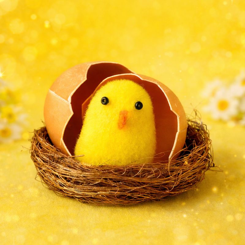 Dekoratīvas figūras cālēni ligzdā