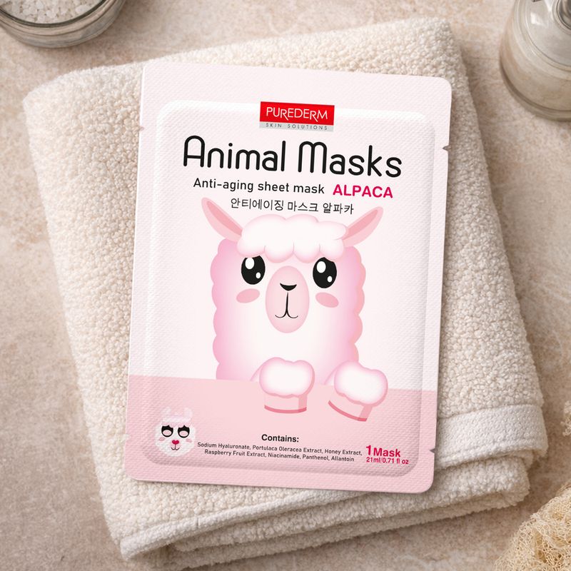 PUREDERM Skin Solution Animal Masks izgaismojoša auduma sejas maska ar apdruku “Lapsa”