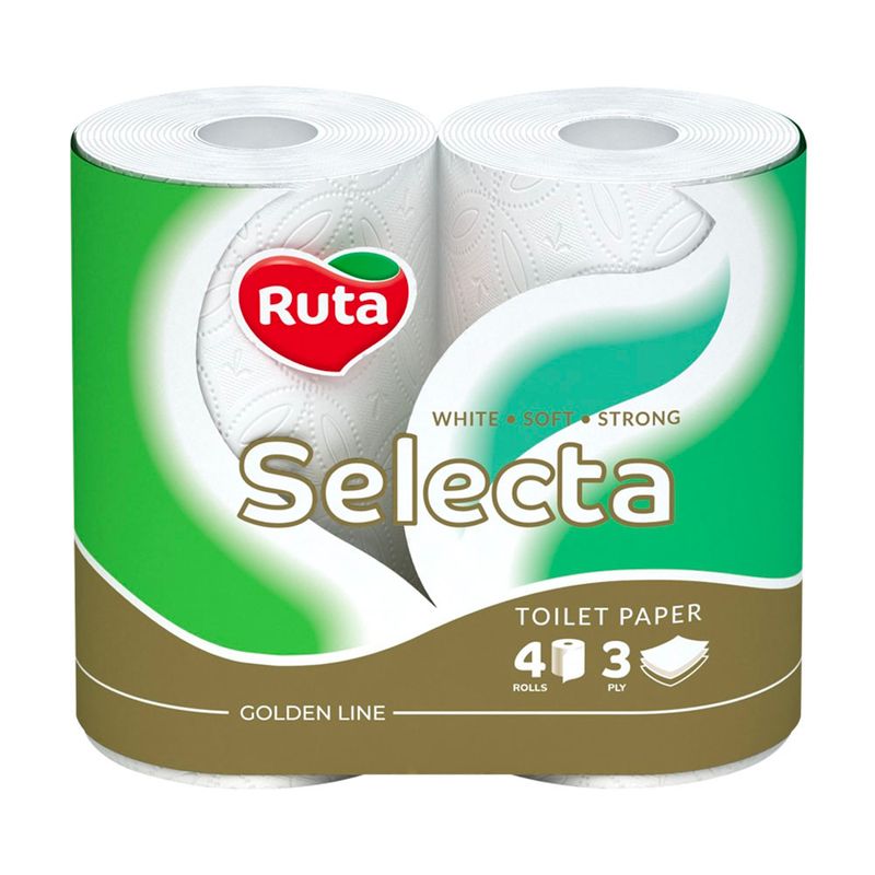 Tualetes papīrs "Ruta" Selecta 4 ruļļi, 3-slāņu, balts