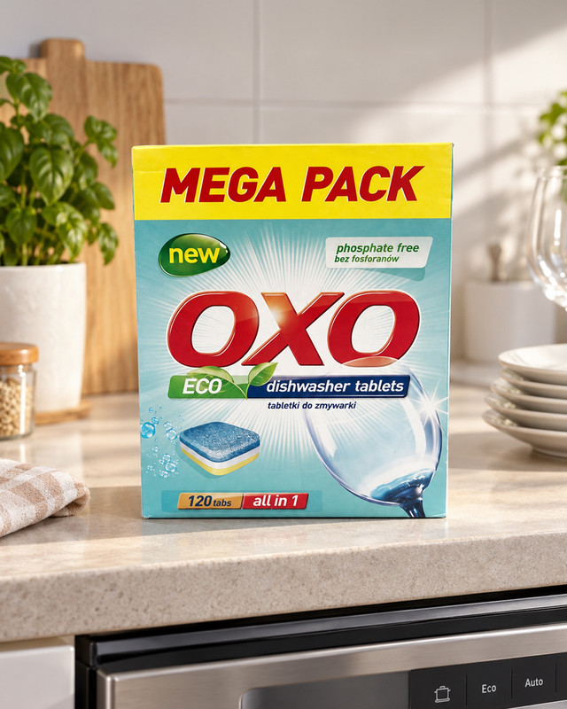 Trauku mazgājamās mašīnas tabletes OXO, 120 gab.