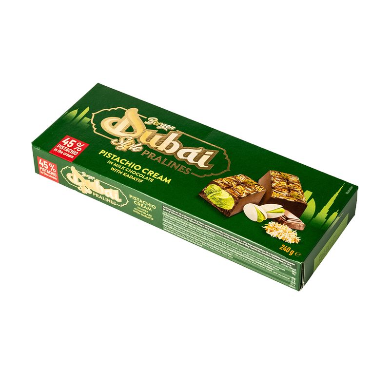 Konfektes, Dubai Style Pralines, ar pistāciju krēma pildījumu piena šokolādē, 240 g