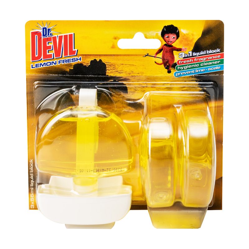 Tualetes bloks Dr. Devil, Lemon fresh, 3x55 ml