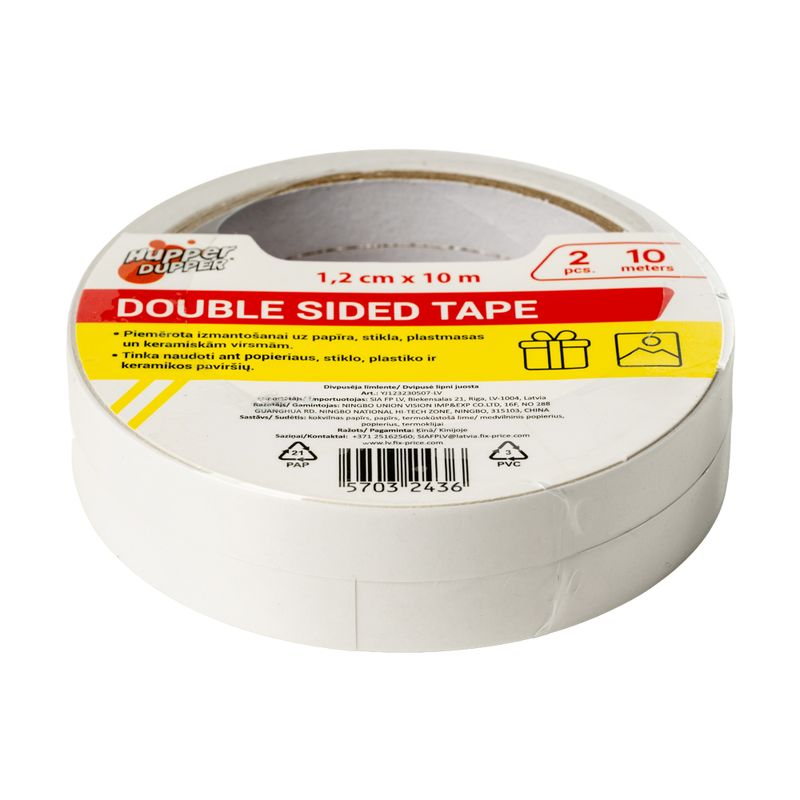 Divpusēja līmlente, 2 gab., 10 m