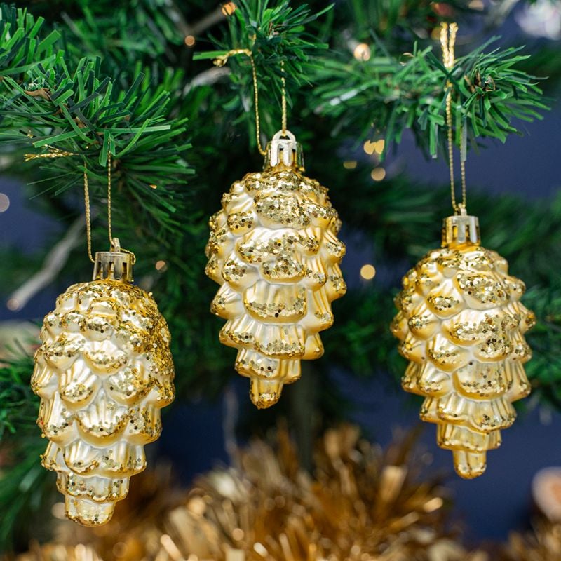 Eglītes rotājumi čiekuru formā, 6 gab., 7cm