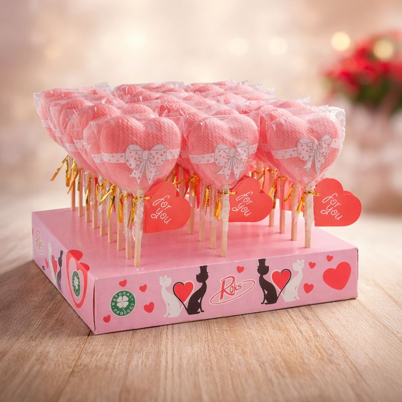 Karamele uz kociņa "HEART" ar augļu-ogu garšu, 50 g